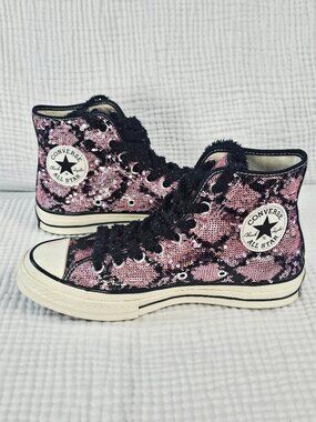 Converse Chuck 70 High Top Pink & Black Sequin Snakeskin - Women's 8.5/Men's 6.5